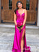 Gorgeous Pink Mermaid One-shoulder Side Slit Popular Maxi Long Evening Gowns, Formal, Birthday Party, FM431