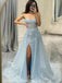 Sparkly Mermaid Strapless Side Slit Sequin Maxi Long Party Prom Dresses, Evening Gowns, FM147