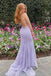 Elegant Purple Mermaid Spaghetti Straps Applique Maxi Long Party Prom Dresses, Evening Gowns, FM148