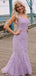 Elegant Purple Mermaid Spaghetti Straps Applique Maxi Long Party Prom Dresses, Evening Gowns, FM148