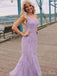 Elegant Purple Mermaid Spaghetti Straps Applique Maxi Long Party Prom Dresses, Evening Gowns, FM148