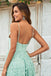 Gorgeous Mint Green A-Line V Neck Spaghetti Straps Applique Maxi Long Party Prom Gowns,Evening Dresses,FM14