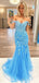 Charming Blue Mermaid Off Shoulder Applique Maxi Long Party Prom Dresses, Evening Gowns, FM156