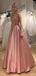 Simple A-Line Spaghetti Straps V Neck Long Party Prom Dresses, Evening Gowns, FM159