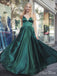 Elegant Green A-Line Spaghetti Straps V Neck Long Party Prom Dresses, Evening Gowns, FM164