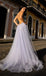 Gorgeous A-Line Halter V Neck Side Slit Applique Sequin Maxi Long Party Prom Gowns,Wedding Guest Dresses,FM16