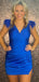 Elegant Blue Cap Shoulder V Neck Sleeveless Popular Short Homecoming Prom Dress, CPH182