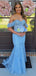 Elegant Sky Blue A-Line Sweetheart Off Shoulder Lace Long Party Prom Dresses, Evening Gowns, FM171