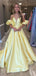 Gorgeous Yellow A-Line V Neck Long Party Prom Dresses, Evening Gowns, FM172