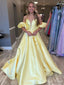 Gorgeous Yellow A-Line V Neck Long Party Prom Dresses, Evening Gowns, FM172