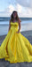 Elegant Yellow A-Line Strapless Maxi Long Party Prom Dresses, Evening Gowns, FM176