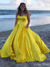 Elegant Yellow A-Line Strapless Maxi Long Party Prom Dresses, Evening Gowns, FM176