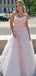 Elegant Light Pink A-Line Spaghetti Straps Lace Up Applique Maxi Long Party Prom Dresses, Evening Gowns, FM181