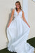 Unique White A-Line Straps V Neck Maxi Long Party Prom Dresses, Evening Gowns, FM182