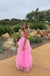 Gorgeous Light Pink A-Line Spaghetti Straps Ruffle Maxi Long Party Prom Dresses, Evening Gowns, FM188