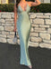 Sexy Sage Mermaid Spaghetti Straps V Neck Sleeveless Maxi Long Party Prom Dresses, Evening Gowns, FM331