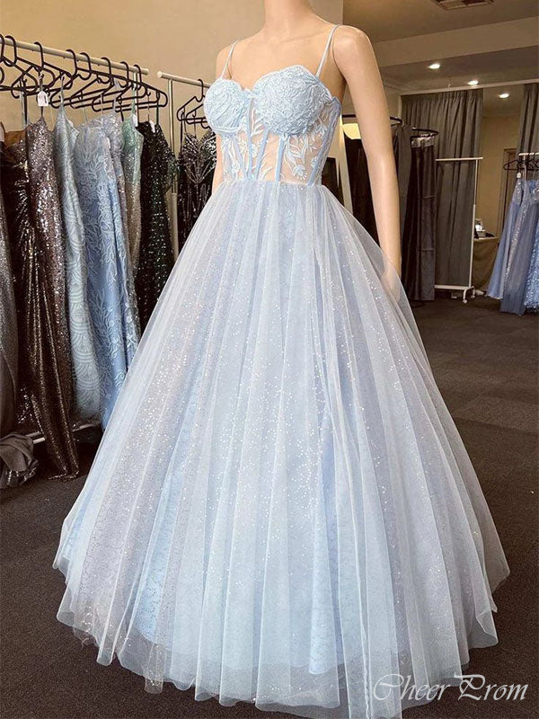 Elegant Spaghetti Straps Sweetheart Sleeveless Lace Maxi Long Party Prom Dresses, Evening Gowns, FM357