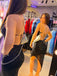 Shiny Black Spaghetti Strap Mermaid Side Slit Long Prom Dress Ideas, Evening Party Dresses , FM646