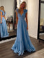 Elegant  V-neck A-Line Sleeveless Popular Maxi Long Party Prom Dresses, FM630