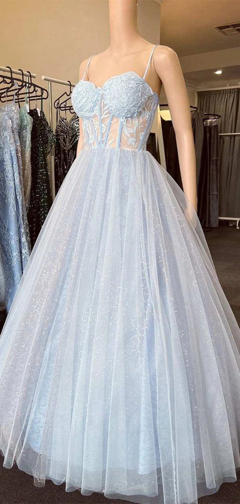 Elegant Spaghetti Straps Sweetheart Sleeveless Lace Maxi Long Party Prom Dresses, Evening Gowns, FM357