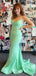 Simple Green Mermaid Spaghetti Straps V Neck Sleeveless Maxi Long Party Prom Dresses, Evening Gowns, FM367