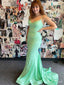 Simple Green Mermaid Spaghetti Straps V Neck Sleeveless Maxi Long Party Prom Dresses, Evening Gowns, FM367