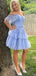 Elegant Blue A-Line One Shoulder Popular Short Homecoming Prom Dress, CPH249