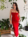 Sexy Red Mermaid Spaghetti Straps Square Sleeveless Maxi Long Party Prom Dresses, Evening Gowns, FM332