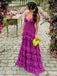 Simple Purple A-Line Spaghetti Straps V Neck Ruffle Maxi Long Party Prom Dresses, Evening Gowns, FM196