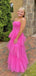 Elegant Pink A-Line Spaghetti Straps Sweetheart Ruffle Maxi Long Party Prom Dresses, Evening Gowns, FM197