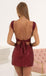 Shiny Dark Red Straps Sleeveless Sequin Popular Short Homecoming Prom Dress, CPH185