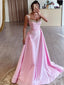 Gorgeous Pink A-Line Spaghetti Straps V Neck Beads Maxi Long Party Prom Dresses, Evening Gowns, FM200