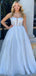 Elegant A-Line Spaghetti Straps Square Sequin Maxi Long Party Prom Dresses, Evening Gowns, FM201