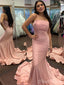 Elegant Pink Mermaid Strapless Pleats Popular Maxi Long Evening Gowns, Formal, Birthday Party, FM435