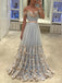 Elegant Blue A-Line Off-shoulder Lace Popular Maxi Long Evening Gowns, Formal, Birthday Party, FM433