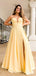 Elegant Yellow A-Line Sweetheart Sleeveless Side Slit Maxi Long Party Prom Dresses, Evening Gowns, FM207