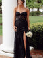 Sexy Black Mermaid Sweetheart Sleeveless Side Slit Lace Maxi Long Party Prom Dresses, Evening Gowns, FM209