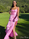 Charming Pink Spaghetti Straps Square Sleeveless Side Slit Maxi Long Party Prom Dresses, Evening Gowns, FM211