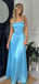 Sexy Blue Mermaid Spaghetti Straps Sleeveless Maxi Long Party Prom Dresses, Evening Gowns, FM214