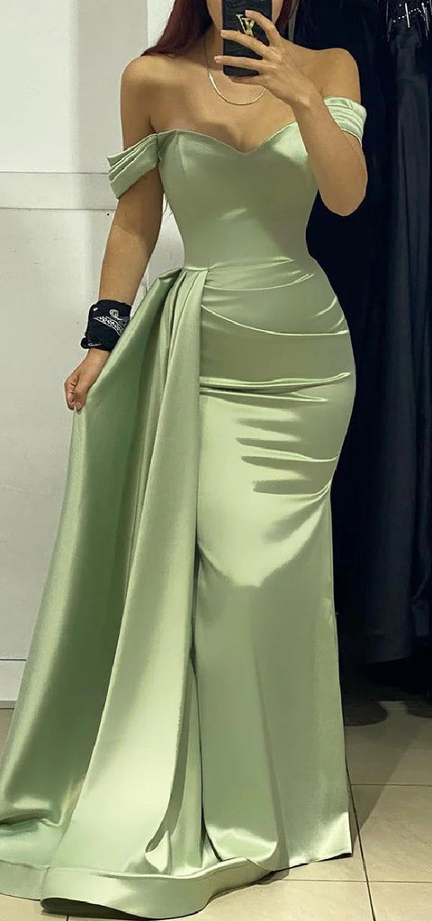 Sexy Green Mermaid Sweetheart Off Shoulder Maxi Long Party Prom Dresses, Evening Gowns, FM215