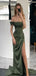 Sexy Dark Green Mermaid Off Shoulder Side Slit Maxi Long Party Prom Dresses, Evening Gowns, FM216