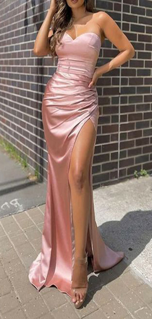 Sexy Mermaid Sweetheart Sleeveless Side Slit Maxi Long Party Prom Dresses, Evening Gowns, FM221