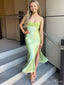 Charming Green Mermaid Sweetheart Spaghetti Straps Sleeveless Side Slit Maxi Long Party Prom Dresses, Evening Gowns, FM222