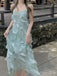 Elegant A-Line Spaghetti Straps Sleeveless Ruffle Maxi Long Party Prom Dresses, Evening Gowns, FM227