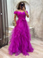 Gorgeous Purple A-Line Sweetheart Off Shoulder Ruffle Maxi Long Party Prom Dresses, Evening Gowns, FM228