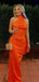 Charming Orange Mermaid Halter Sleeveless Maxi Long Party Prom Dresses, Evening Gowns, FM232