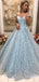 Gorgeous A-Line Off Shoulder V Neck Lace Maxi Long Party Prom Dresses, Evening Gowns, FM238