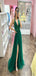 Gorgeous Emerald Green A-Line Halter V Neck Side Slit Sequin Maxi Long Party Prom Gowns,Evening Dresses,FM25