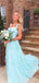 Elegant Light Blue A-Line Straps Sweetheart Maxi Long Party Prom Dresses, Evening Gowns, FM239