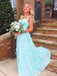 Elegant Light Blue A-Line Straps Sweetheart Maxi Long Party Prom Dresses, Evening Gowns, FM239